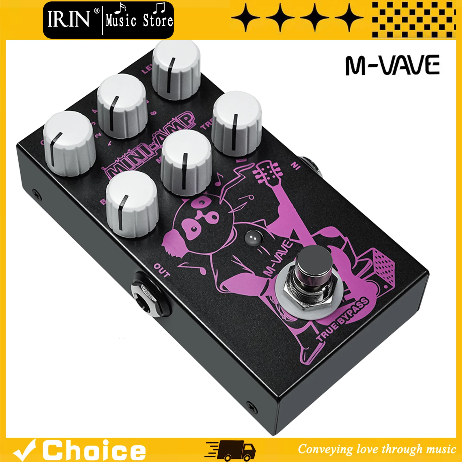 

M-VAVE Guitar Effects Pedal MINI-AMP Pre-amp Simulation Effect Pedal 9 Classic Amp 3 Band EQ True Bypass Guitar Accessory