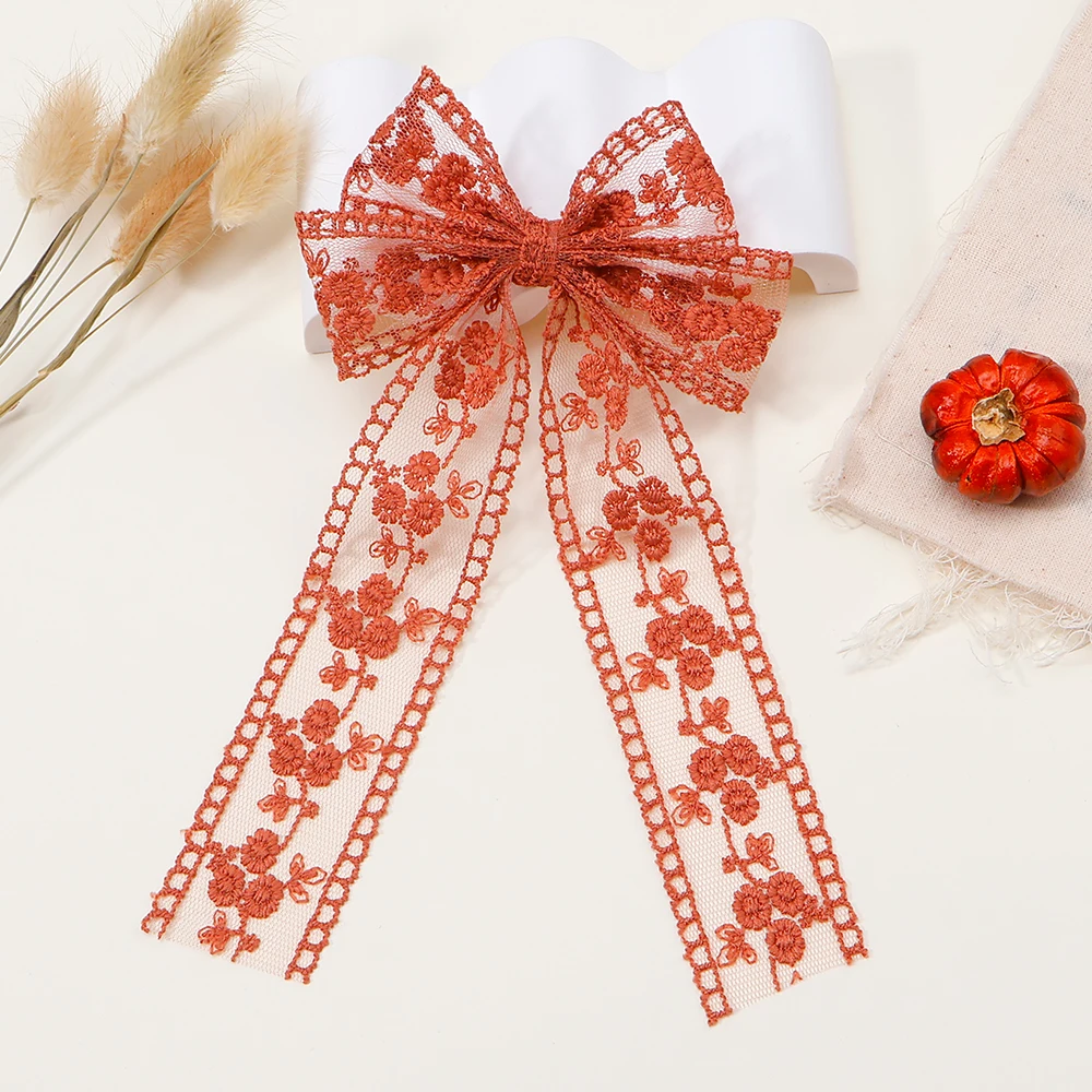 New Embroidery Hair Bows Lace Big Bows Hairclip Women Elegant Spring Clip Spring Summer Hair Accessories Women Barrettes