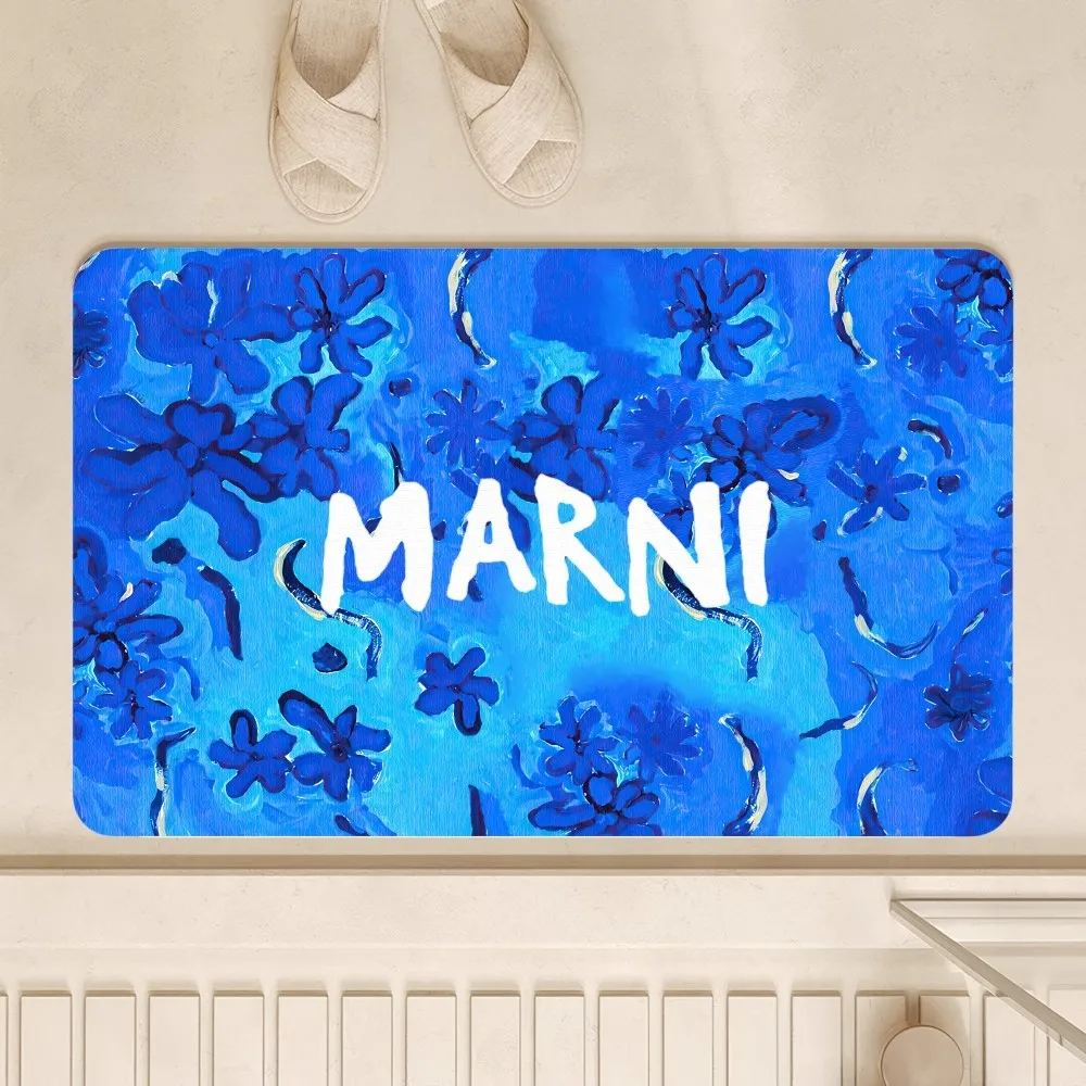 M-Marni Flower Design Floor Mat Floor Mat Bedroom Decoration Balcony Anti-Slip Doormat Living Room Rug