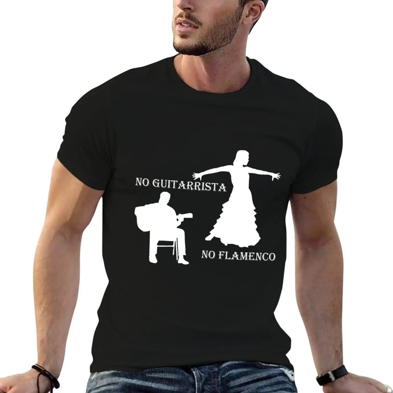 No para camisa hombre camisetas de lujo-sin camisa de lujo camiseta Guitarrista Flamenco hombre blanco anime t t