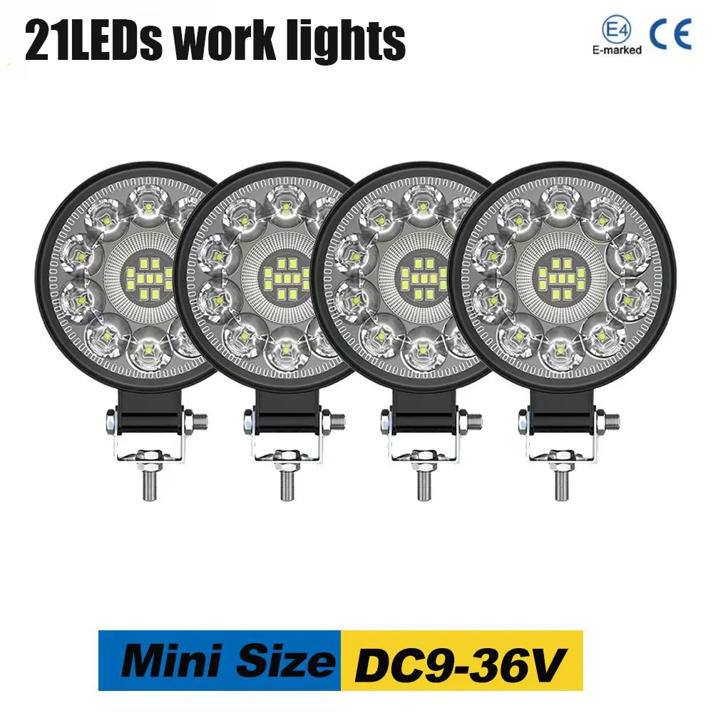 

3.3inch 21LEDs Work Light DC9-36V 63W Spot Flood Combo Beam LED Headlights Driving Fog Light for Off Road Truck Moto 4x4Offroad