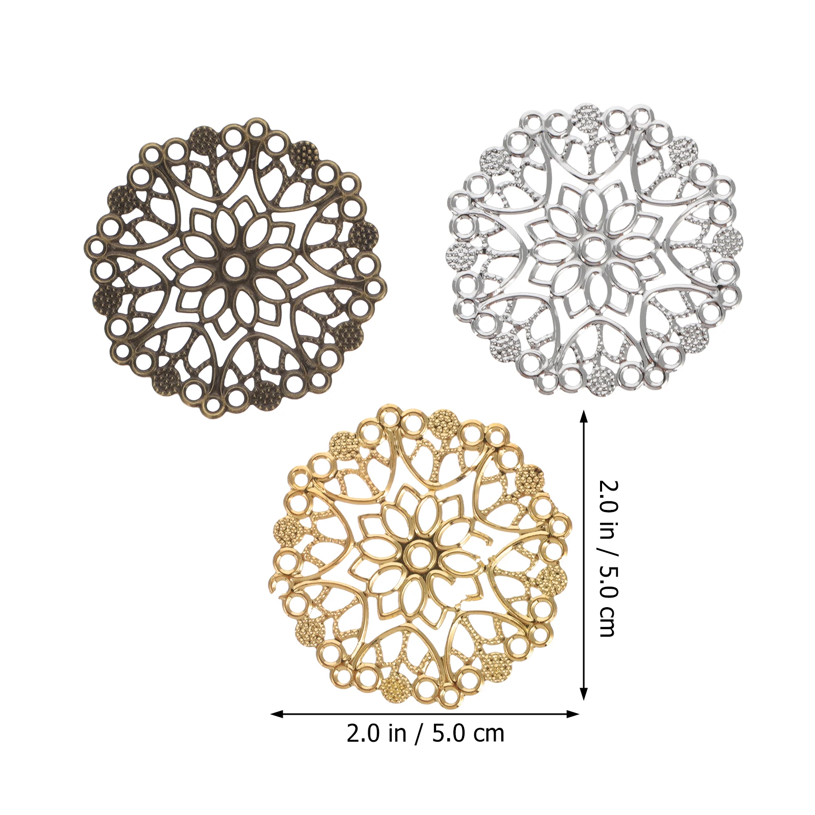 

60pcs Diy Jewelry Accessories Hollow Design Round Pieces Jewelry Making Materials Durable Lightweight Charms Metal Findings Hair
