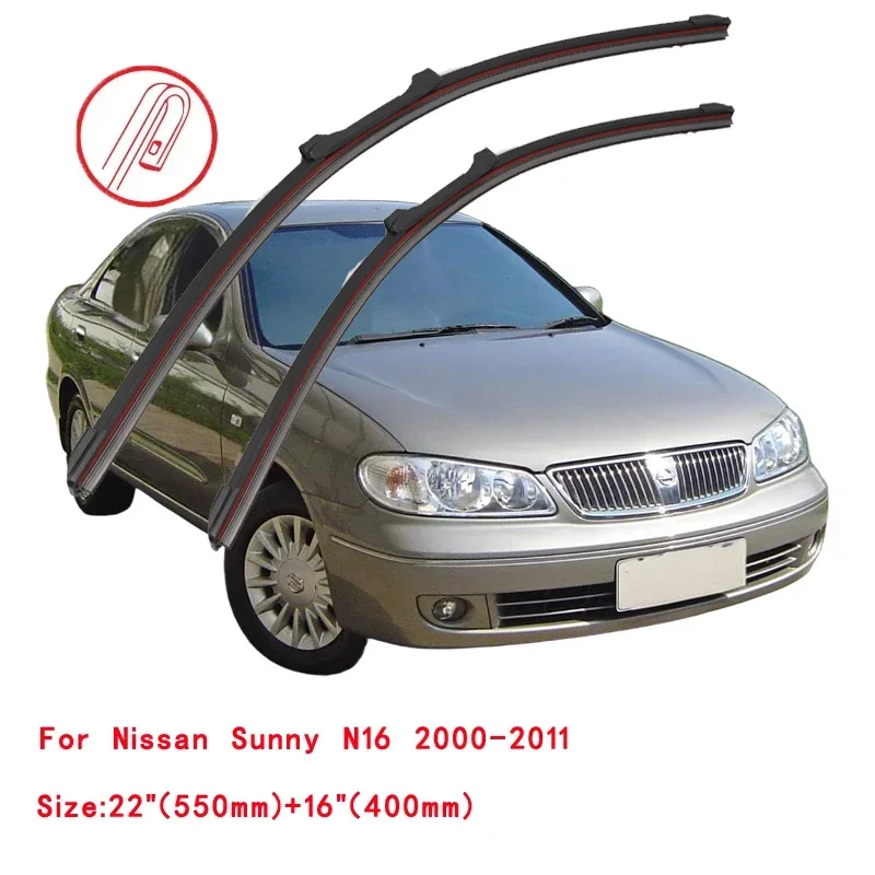 For Nissan Sunny N15 N16 N17 N18 1997-2024 Car Windshield Wiper Blade Front Windscreen Brushes Washer Accessories Cleaning Parts