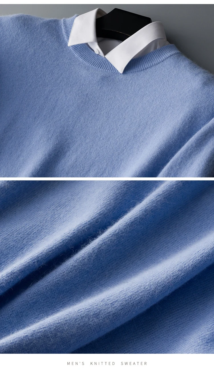 Kaschmir-Baumwollpullover für Herren, 2024, Herbst-Winter-Jersey, Pullover, Robe, hombre, Pull-Homme, Hiver-Pullover, Herren, O-Ausschnitt, gestrickte Pullover – Detail 13