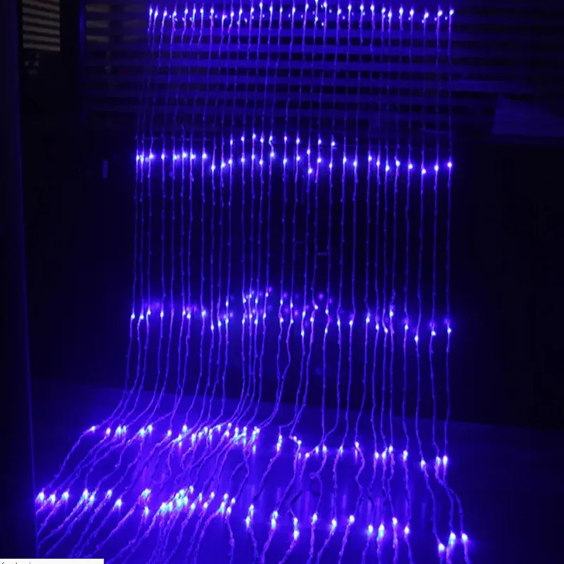 Thrisdar  3X6M Water Flow Snowing Effect Curtain Fairy String Light Xmas Wedding Party Hotel Window Waterfall Icicle Light