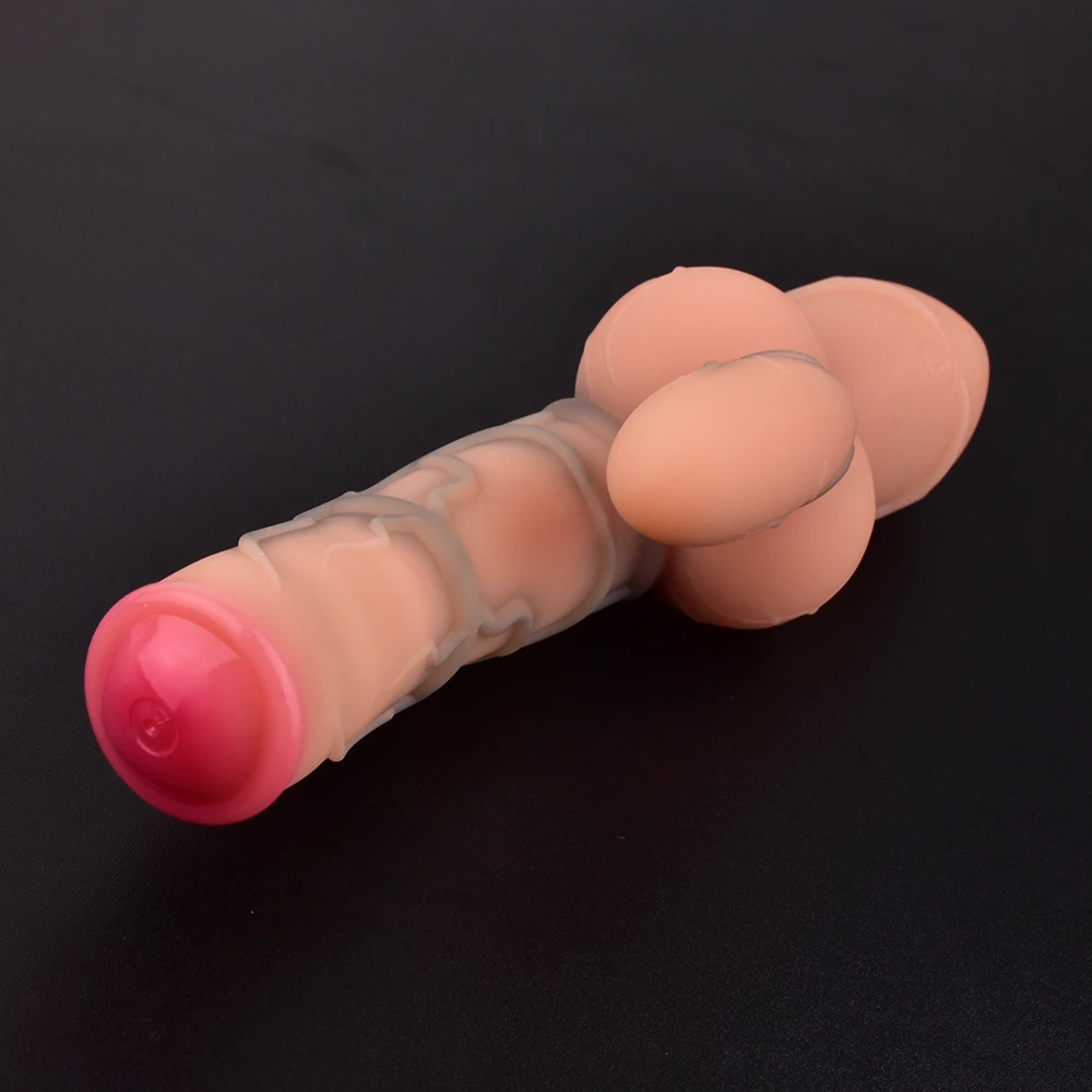 FAAK Silicone Ribbed Realistic Dildo Vibrator Clit Stimulate Prostate Massage Sex Toys 10 Speeds Vibrating Anal Plug Masturbator