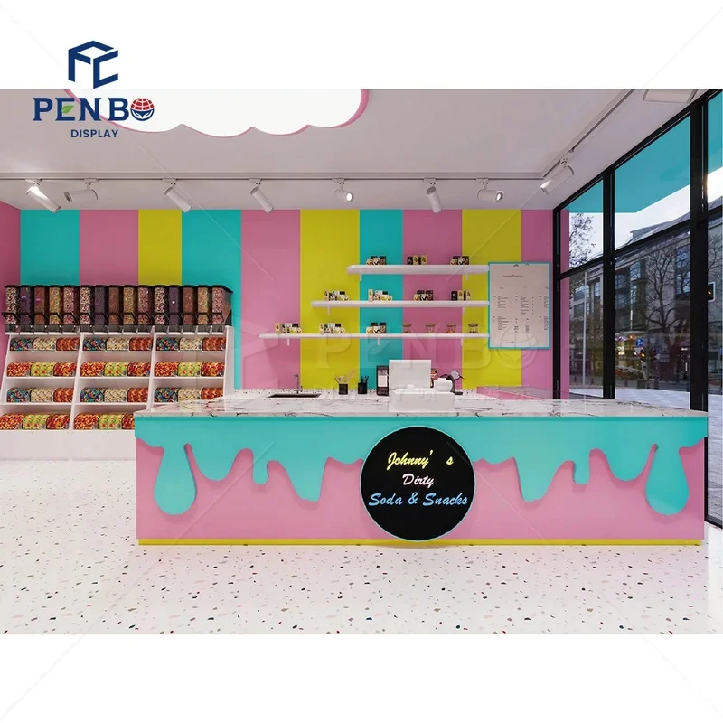 custom.Colorful Candy Shop Furniture Retail Store Display Pick and Mix Candy Display Rack Sweets and Candy Shop Display Counter view 6