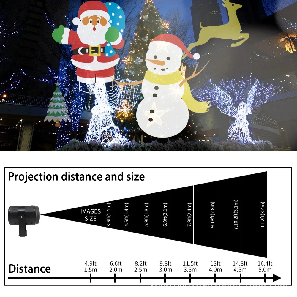Rotatable Projector Decoration Indoor Lighting LED Laser DJ Light 6 Card Replacement Multiple Pattern Christmas Valentines Day