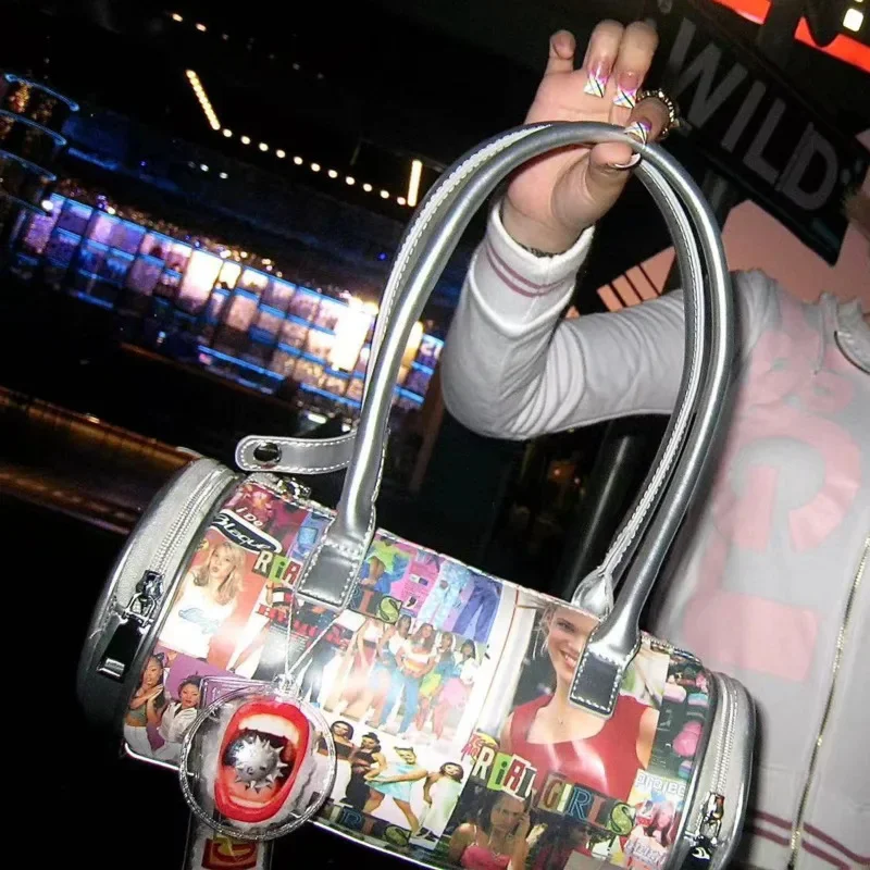 Women's Handbag Y2K Punk Original Full Print European And American Portrait Laser PU Shoulder Bag High Capacity Handbag Gift New