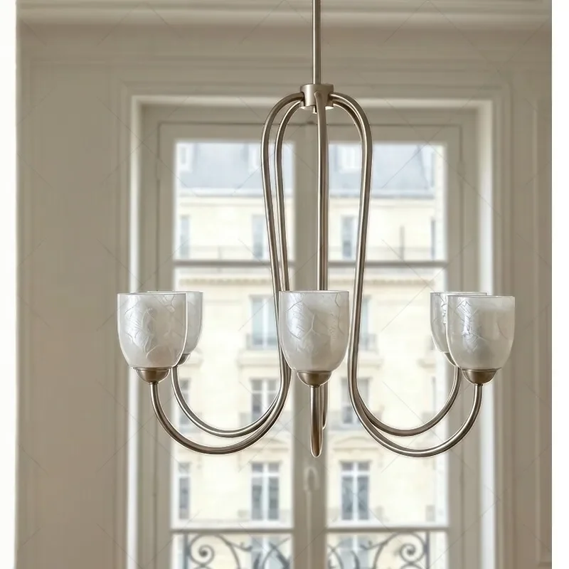 Vintage French Shell Chandelier Wrought Iron Pendant Light for Living Room Dining Area Medieval Style Ceiling Lamp Bedroom