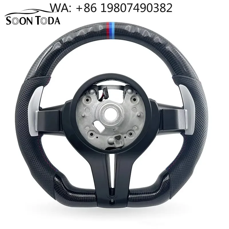 

Semi Perforated Black Carbon Leather Steering Wheel, Label Handle Sport Mod Parts For X3 2021-2022 Aftermarket Modified Cars