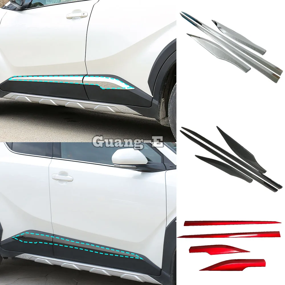 

Car ABS Plastic/Steel Side Bottom Door Body Trim Frame Stick Strips Molding Stick For Toyota C-HR CHR 2017 2018 2019 2020 2021