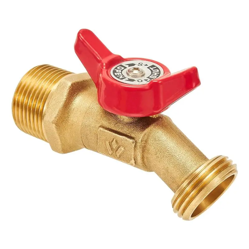 B69C Outdoor Garden Hose Faucet Ball Valve Hose Bibb Shut Off Valve 3/4Inch Male NPT X 3/4Inch Male GHT Threaded Spigot Brass