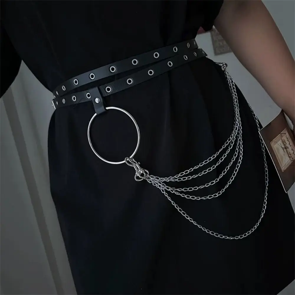 أزياء متعددة الطبقات النساء حزام الخصر JK فاسق بو حزام جلد سلسلة تمديد اللباس الخصر سلسلة دعوى الديكور