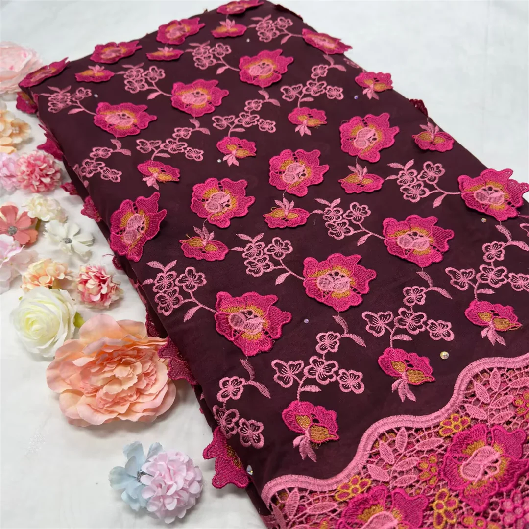 

5yard African Swiss Voile Lace Fabric Green Material 3D Follower 100%Cotton Embroidery Popular Dubai Style For Party Dress