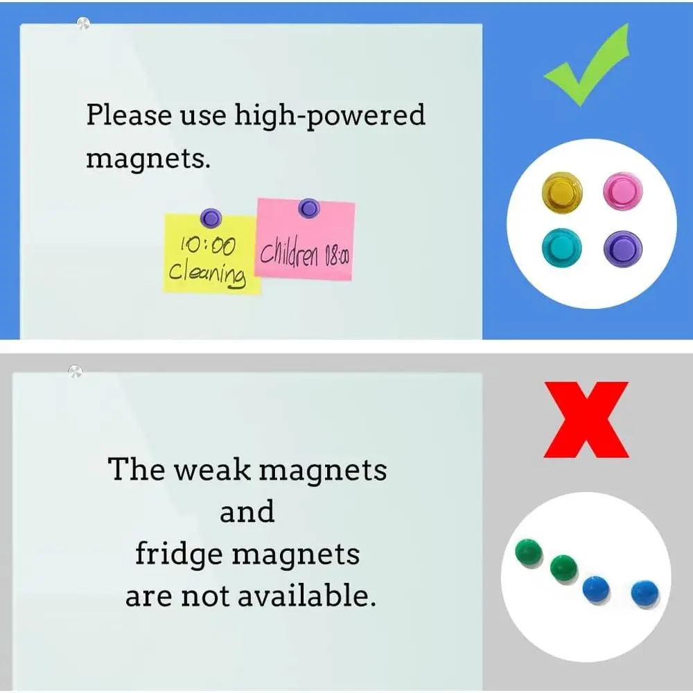 سبورة بيضاء زجاجية مغناطيسية بإطار من الألومنيوم، 36 × 24، مع صينية وأقلام تحديد وممحاة ومغناطيس