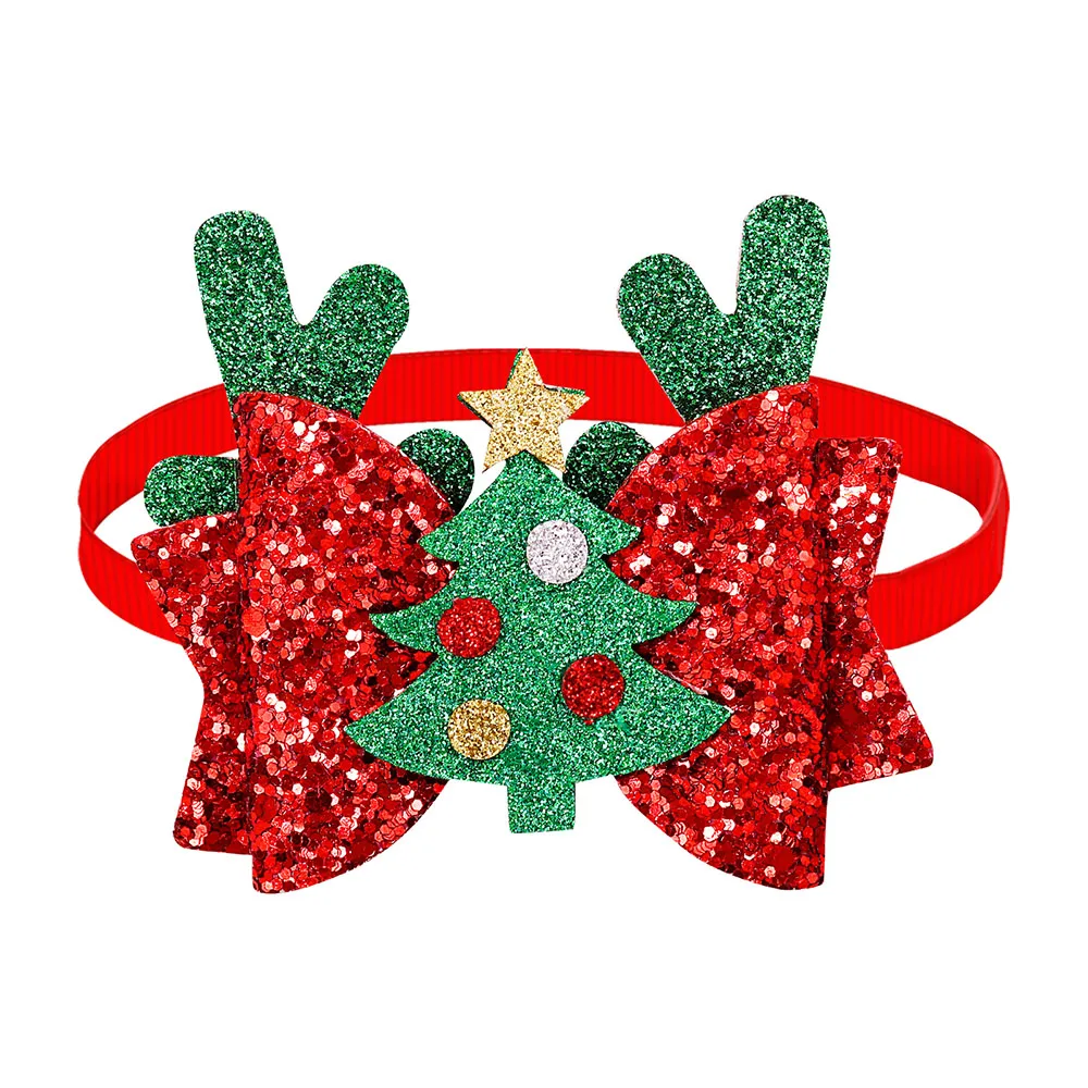 20PCS Christmas Small Dog Cat Bow Ties Shine New Year Dog Puppy Bowties Collar Dogs Pet Grooming For Christmas Accessories