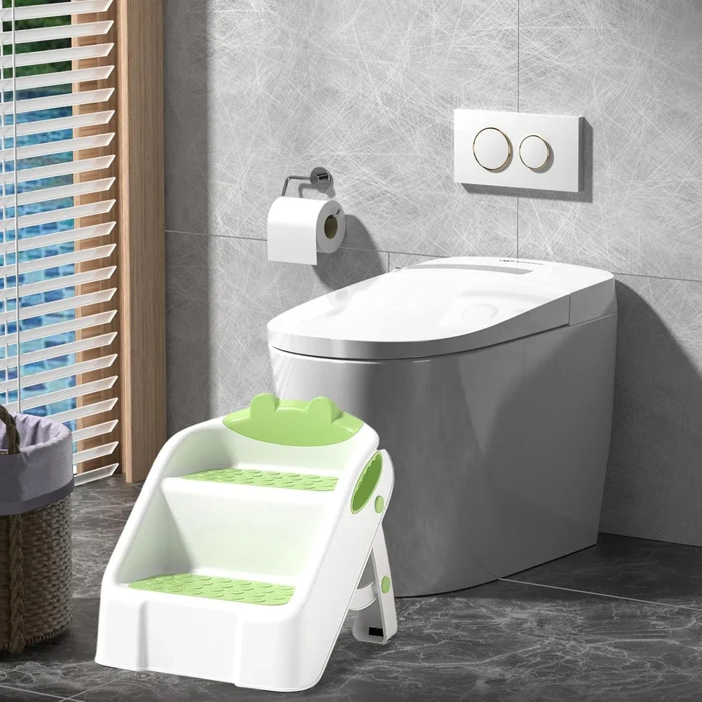 2 Step Stool for Kids Anti-Slip Toddler Step Stool Foldable Double Step Stool for Potty Training Bathroom and Kitchen image 3