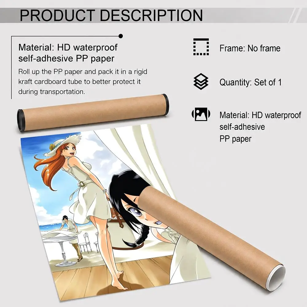 Character O-Orihime Inoue Bleach Poster Peel And Stick Wall Art Self Adhesive PP Waterproof Wall Decor Living Room Bedroom Gift view 6