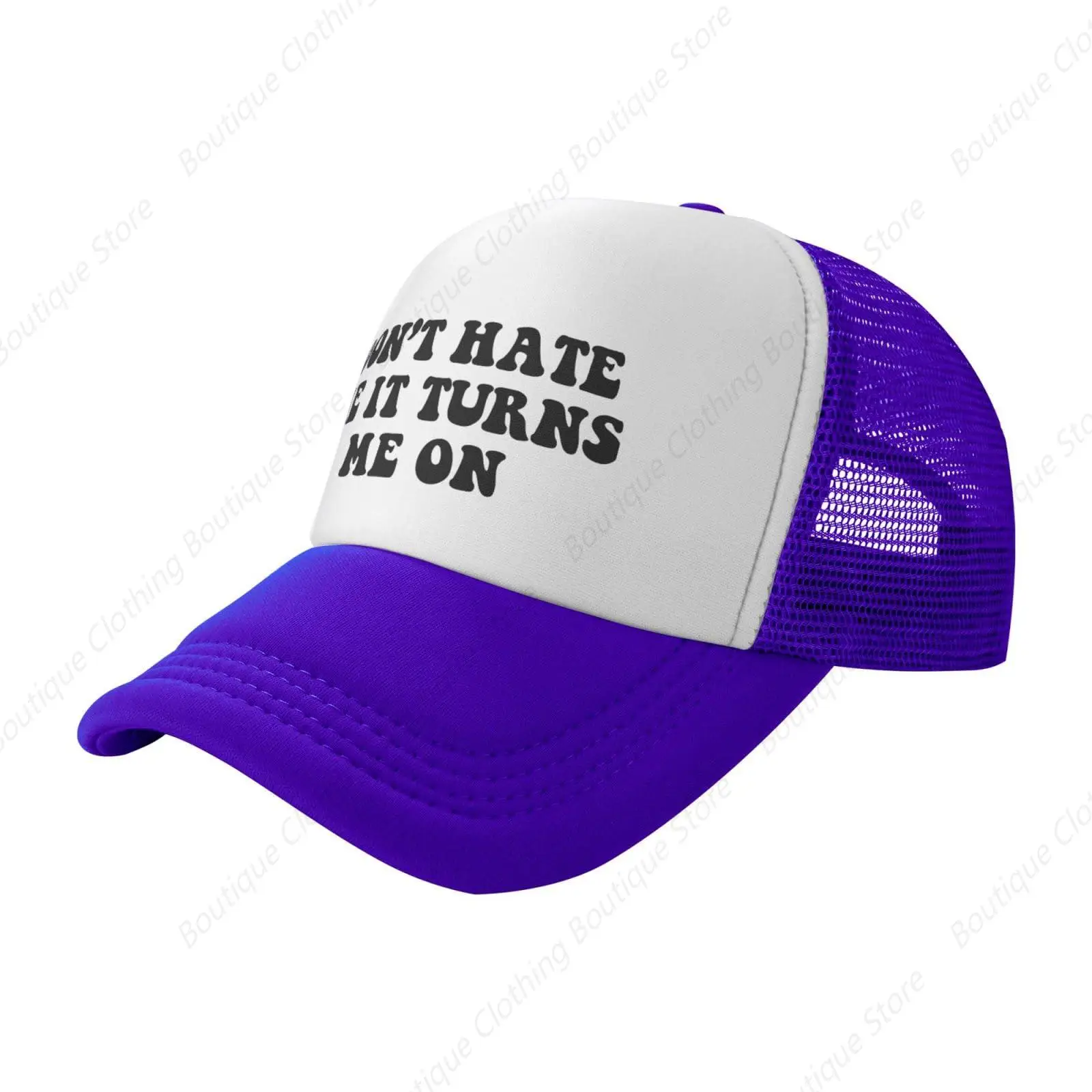 Don't Hate Me It Turns Me On Funny Adjustable Mesh Trucker Hat for Adults Unisex Classic Hats Fishing Caps Pink