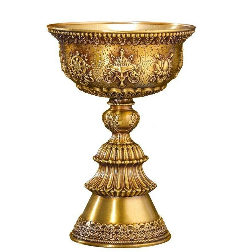 

16cm copper Butter lamp candle holder Tibetan Eight auspicious Candlestick