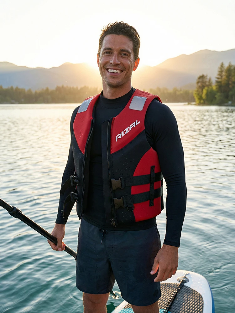 RIZAL Slim Fit Buoyancy Vest Unisex Sleeveless Buoyancy Aid for Outdoor Water Sports Kayaking Surfing Motorboat Paddle Boarding view 5