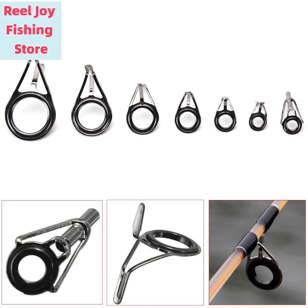 【7Pcs Mixed Size Fishing Top Rings Rod Pole Repair Kit Line Guides Eyes Sets】