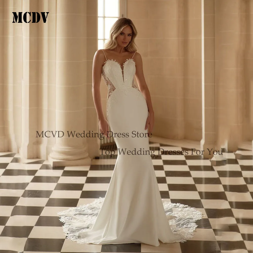 MCDV 우아한 웨딩 드레스 스파게티 스트랩 레이스 아플리케 인어 Vestidos De Novia Sweetheart 2025 절묘한 신부 가운