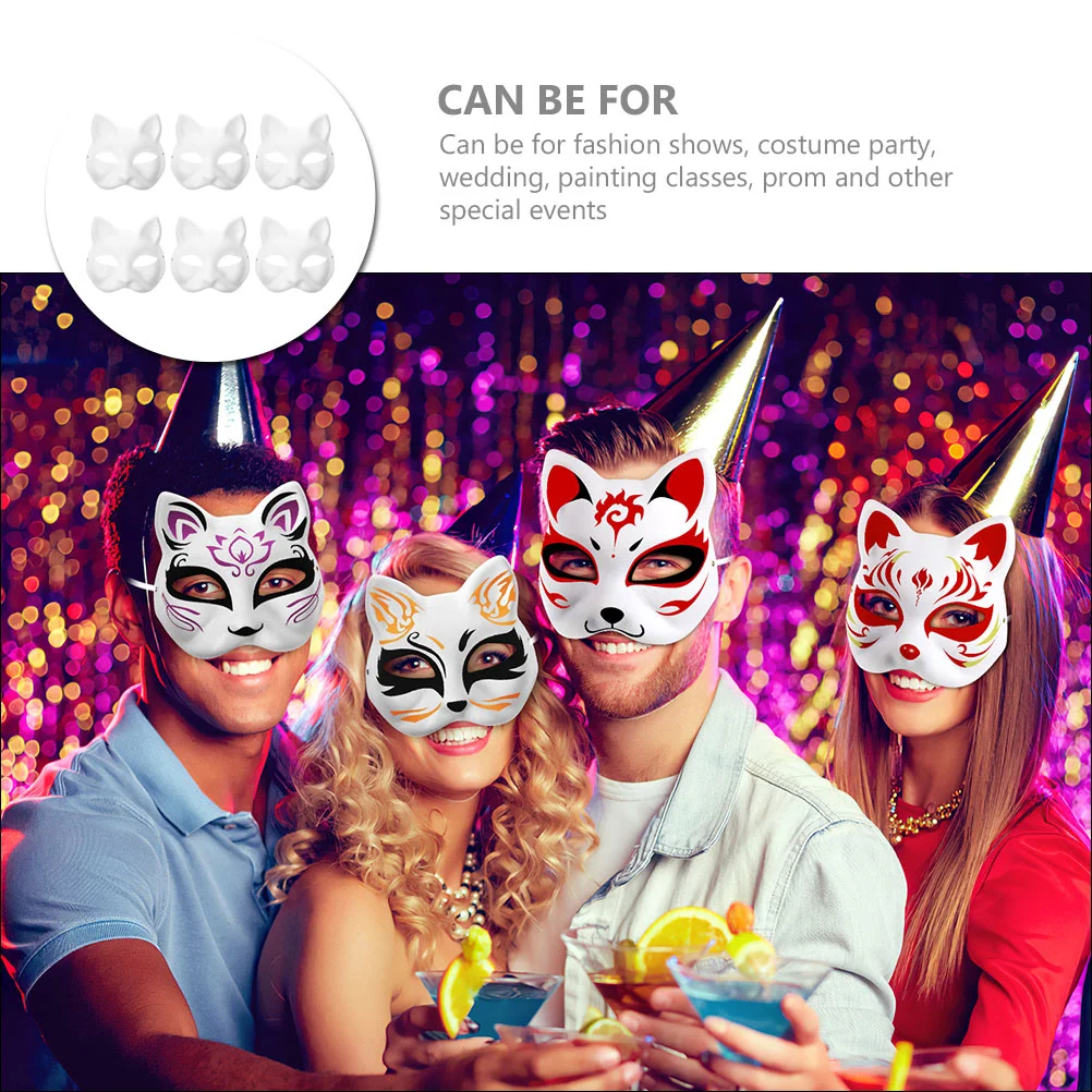 DIY Anime Pulp Japanese Mask Half Face Hand-painted Cat Fox Mask Anime Masquerade Halloween Festival Cosplay Prop