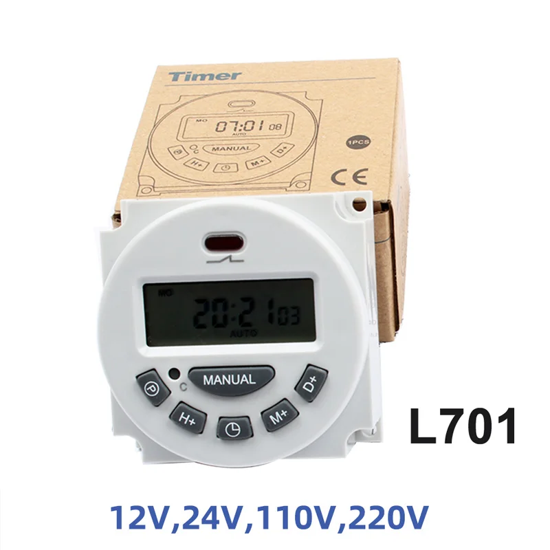 جديد نوع L701 التيار المتناوب 220 فولت-250 فولت 12 فولت 110 فولت 24 فولت 16A الرقمية الموقت تحكم 7 أيام الأسبوعية للبرمجة الموقت التبديل دقائق عداد