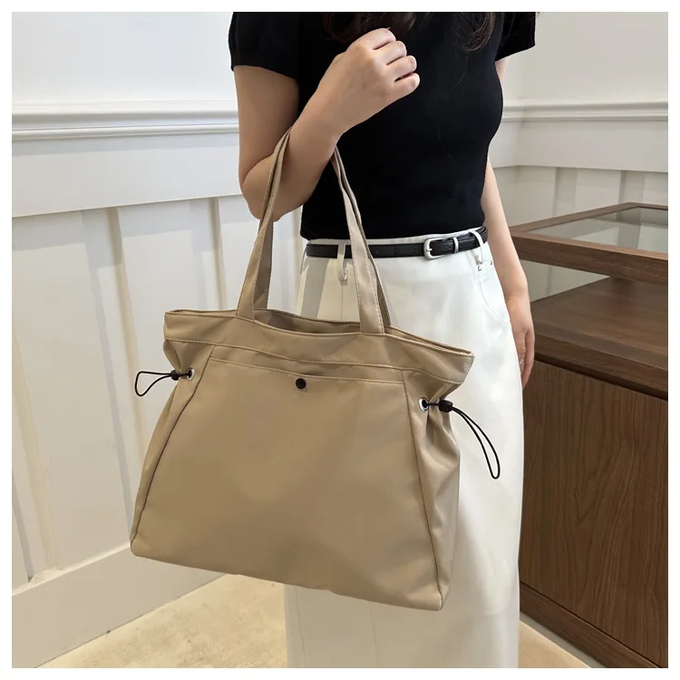 Canvas-Nylon-Tragetasche mit Kordelzug, große Kapazität, Handtasche, Alltagstasche, lässige Handtaschen, Umhängetaschen für Frauen, Arbeit, Pendeln – Detail 18