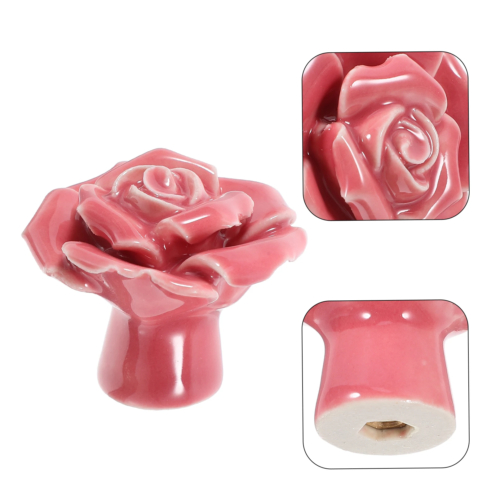 

Rose Flower Door Knobs Ceramic Handle Cupboard Porcelain Drawer Pink Furniture Girl