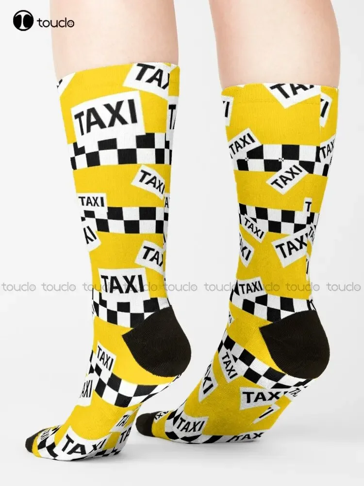 Nova york amarelo táxi táxi padrão meias esqueleto personalizado unisex adulto adolescente juventude meias rua skate meias