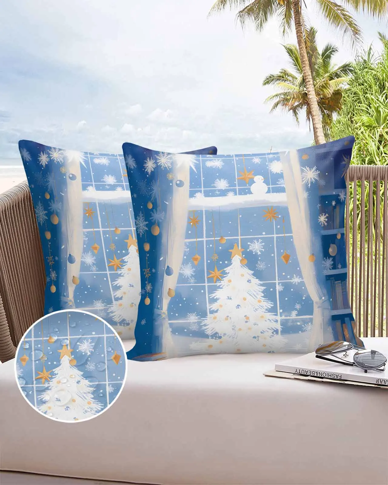 2/4PCS Cartoon Christmas Tree Plants Book Decorative Sofa Throw Pillow Cover Case Garden Patio Cushion Covers