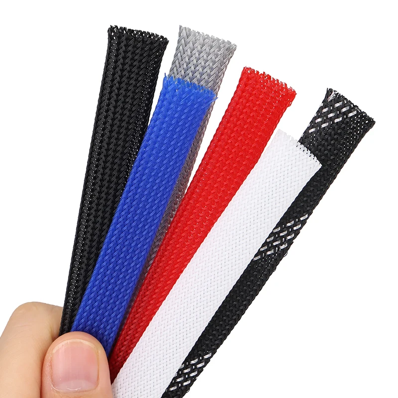 PET معزول جديلة التغطيه 2 مللي متر-50 مللي متر ضيق توسيع سلك كابل كم مثبطات اللهب النايلون مضفر شبكة غمد أنبوب DIY بها بنفسك