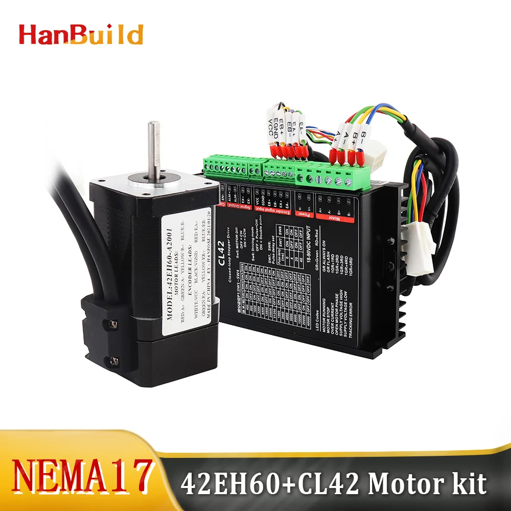 

NEMA17 Closed Loop motor 2.0A 0.8N.m 42EH60A2001+CL42 sets Step-servo motor 60MM DC18-90V Servo Driver for 3D printer