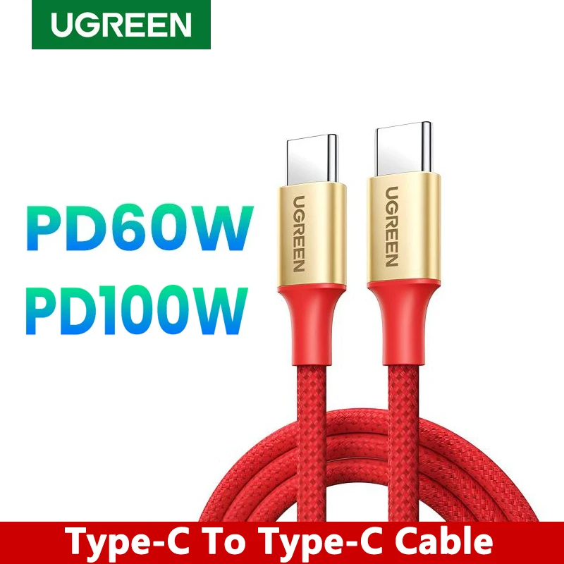 UGREEN 60W USB C Cable 100W Type C to Type C Cable 3A PD Fast Charging Data 25cm 50cm 1m 1.5m 2m 3m Nylon Braided Phone Notebook