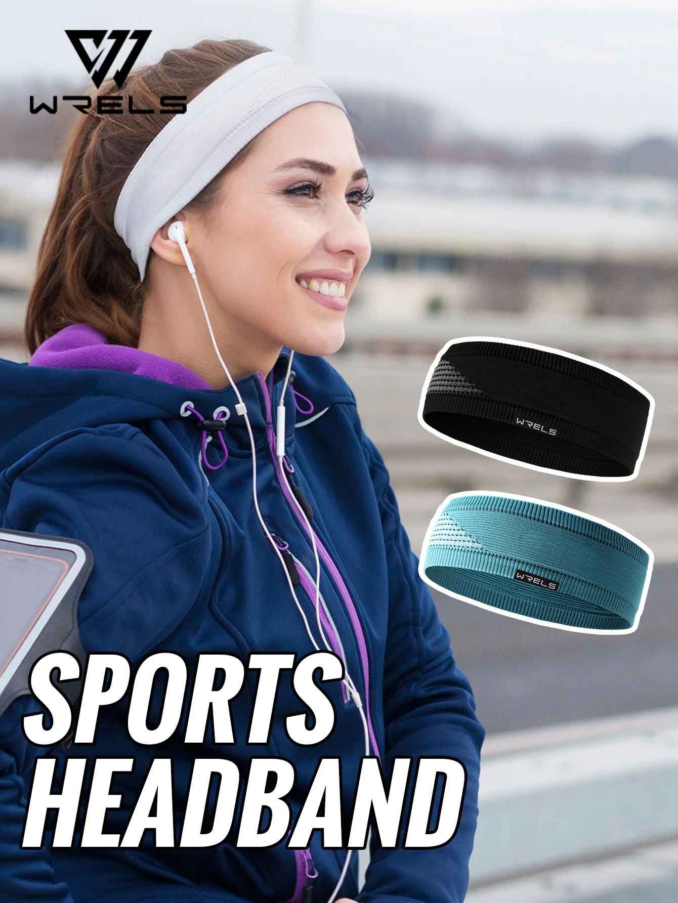 WRELS Elastische Sport-Stirnbänder für Damen und Herren, schweißabsorbierend, rutschfest, Yoga-Haarband, schnell trocknend, für Yoga und Laufen – Detail 1