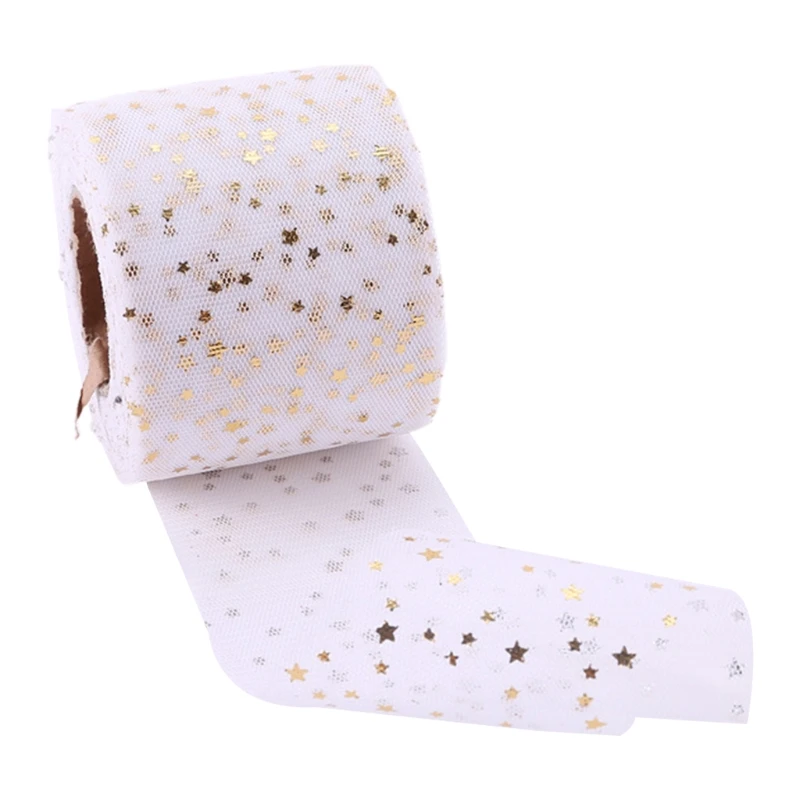 Ribbon 25yards/roll 6cm Colorful Golden Star Pattern Tulle Roll