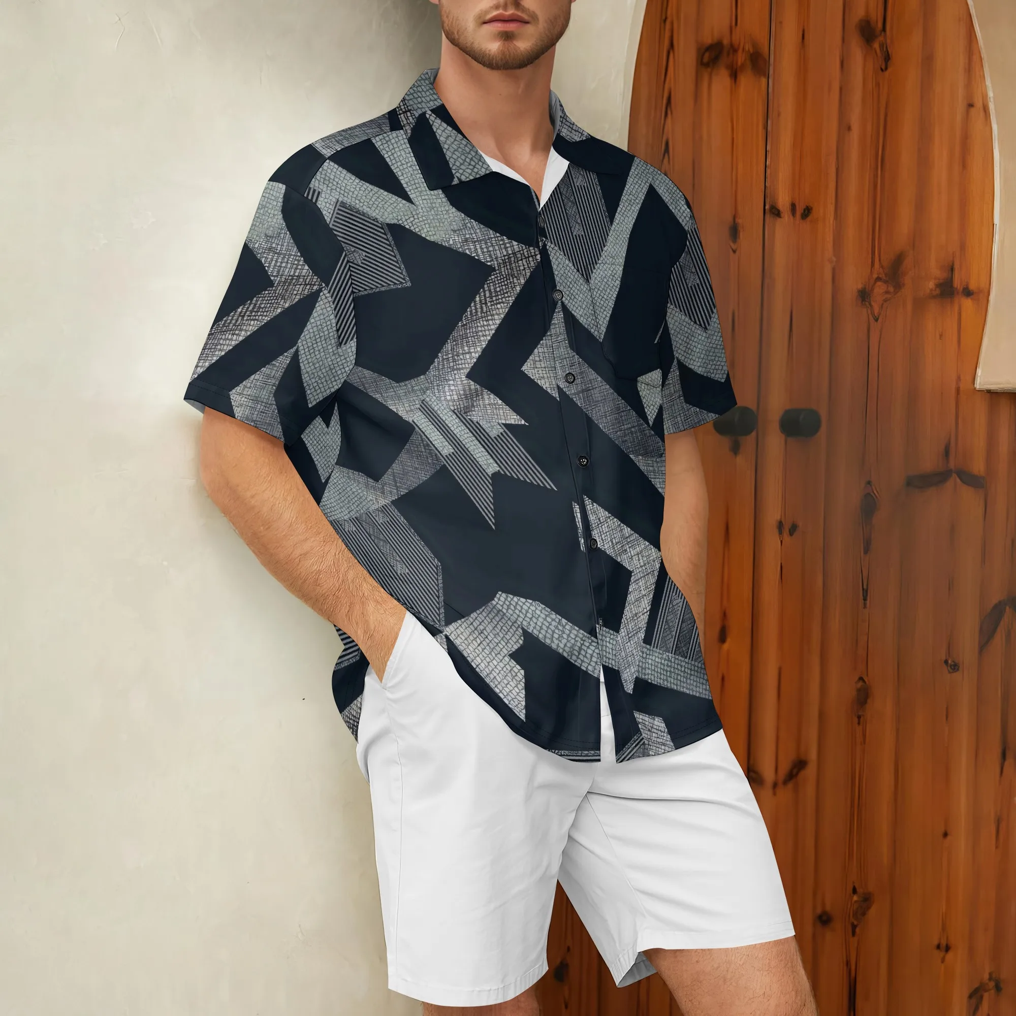 

YEAE Men's Black Floral Printed Shirt 100% Cotton Short Sleeve Casual Summer Trendy Stylish Design