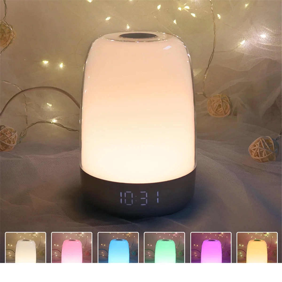 ABZL Touch Wake Up Night Light with Sunrise Simulation Alarm Clock Dimmable Warm White LED RGB Bedside Lamp Ambient