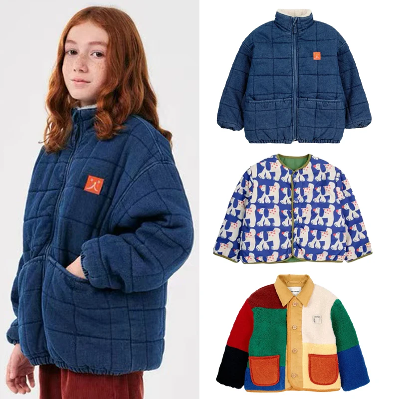 

2025 New Autumn Winter Korean Children's Clothing Boys and Girls Blue Denim Cotton Jacket Kids Both Sides Can Wear A Jacket