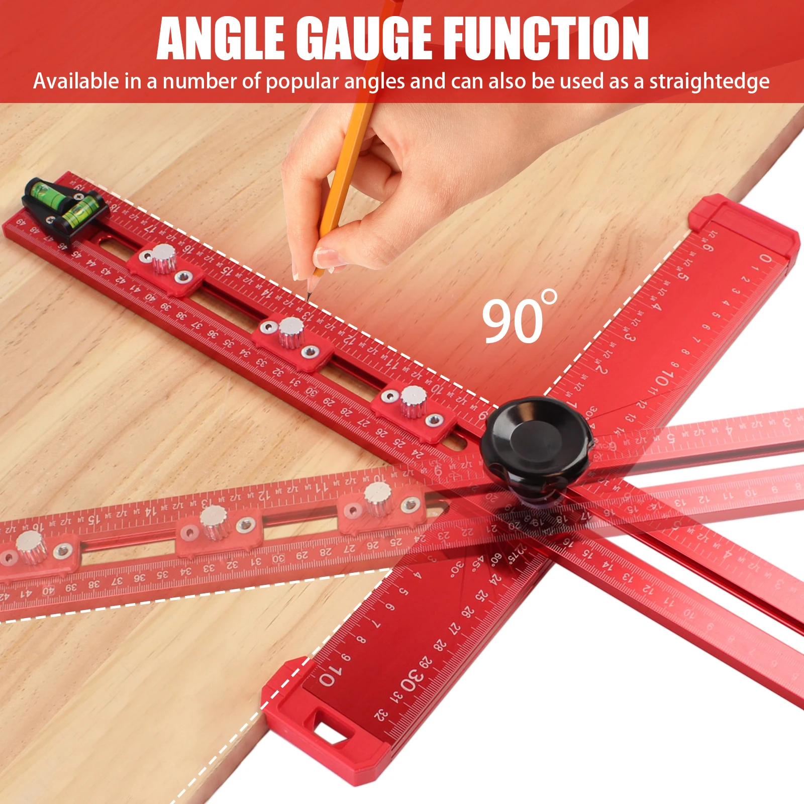 50cm 2 in 1 Drilling Positioning Ruler Combination Angle T-Shaped Ruler Cabinet Hardware Jig Drawer Installation Woodworking