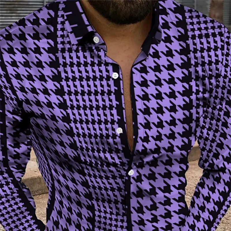 Men\'s Shirt Pattern Shirt Retro Lapel 3D Printed Shirt Fashion Casual Breathable Fabric Comfortable Soft Plus Size