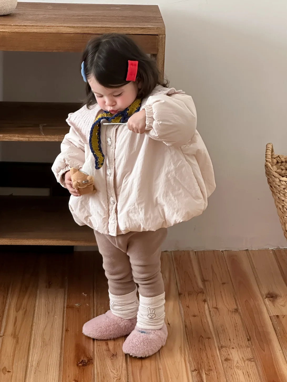 2025 Winter New Baby Girl Long Sleeve Warm Coat Plus Velvet Thick Girls Lapel Cardigan Infant Toddler Cotton Padded Jacket