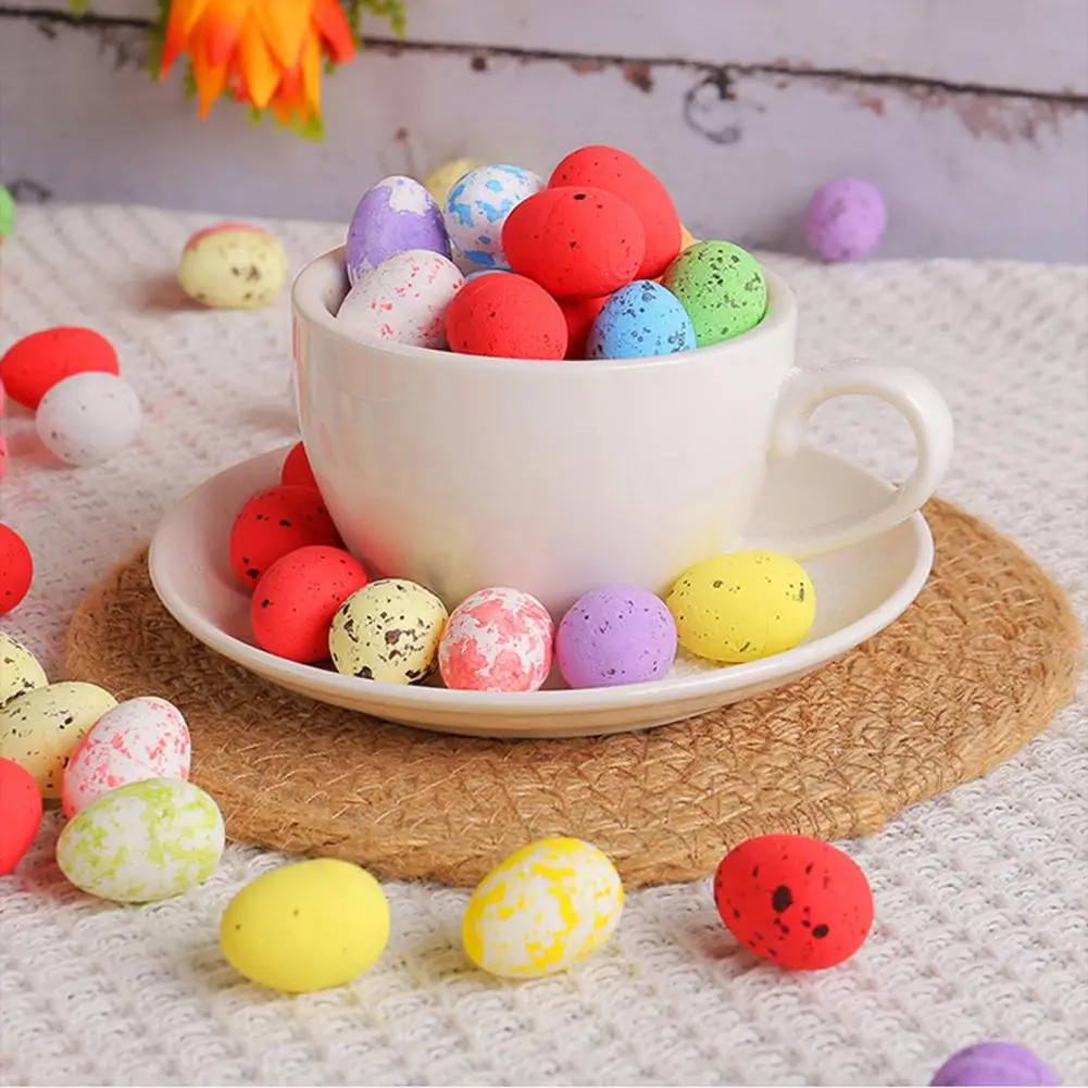 50Pcs Colorful Foam Artificial Eggs Spotted Surface Easter Eggs Decorations DIY Crafts Easter Decorations Home Ornament