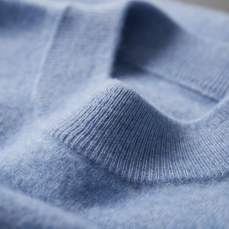 

100% Goat Cashmere Pullovers Men's Mock Neck Solid Sweater Long Sleeve Knitwear Basic Versatility Spring Autumn Winter Clothes