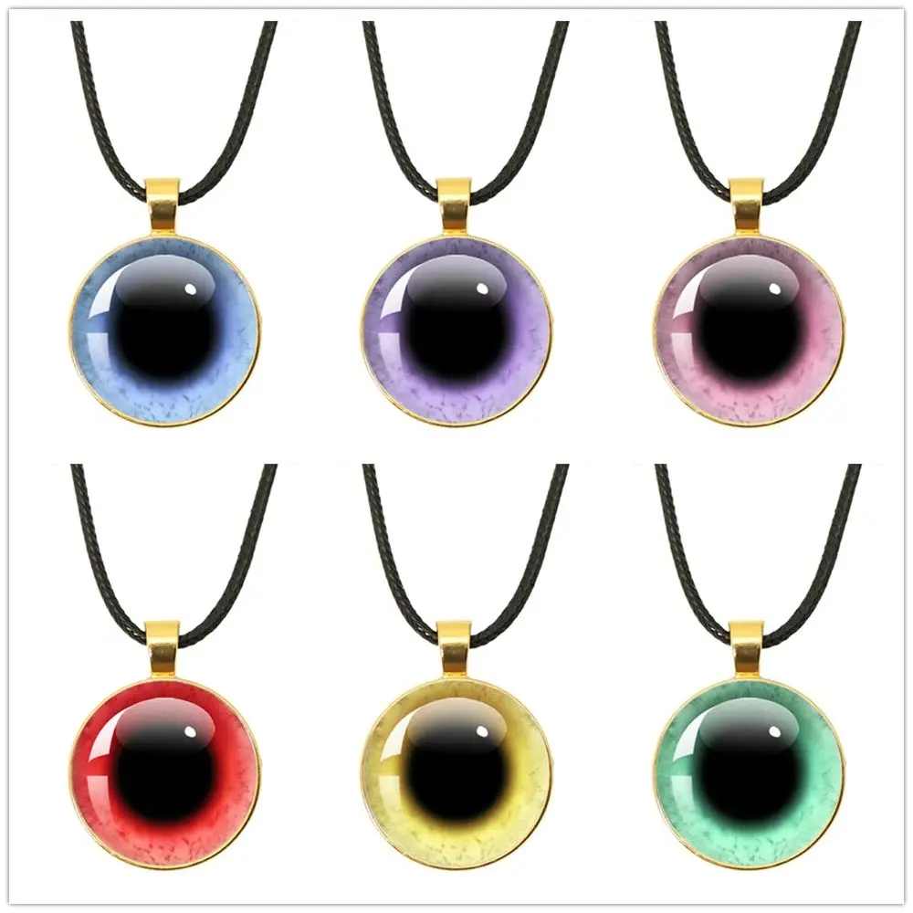 Charming Large Pupils Necklace Human Eye Necklaces For Men Women Glass  Pendant Leather Rope Chain Necklace Jewelry Gift