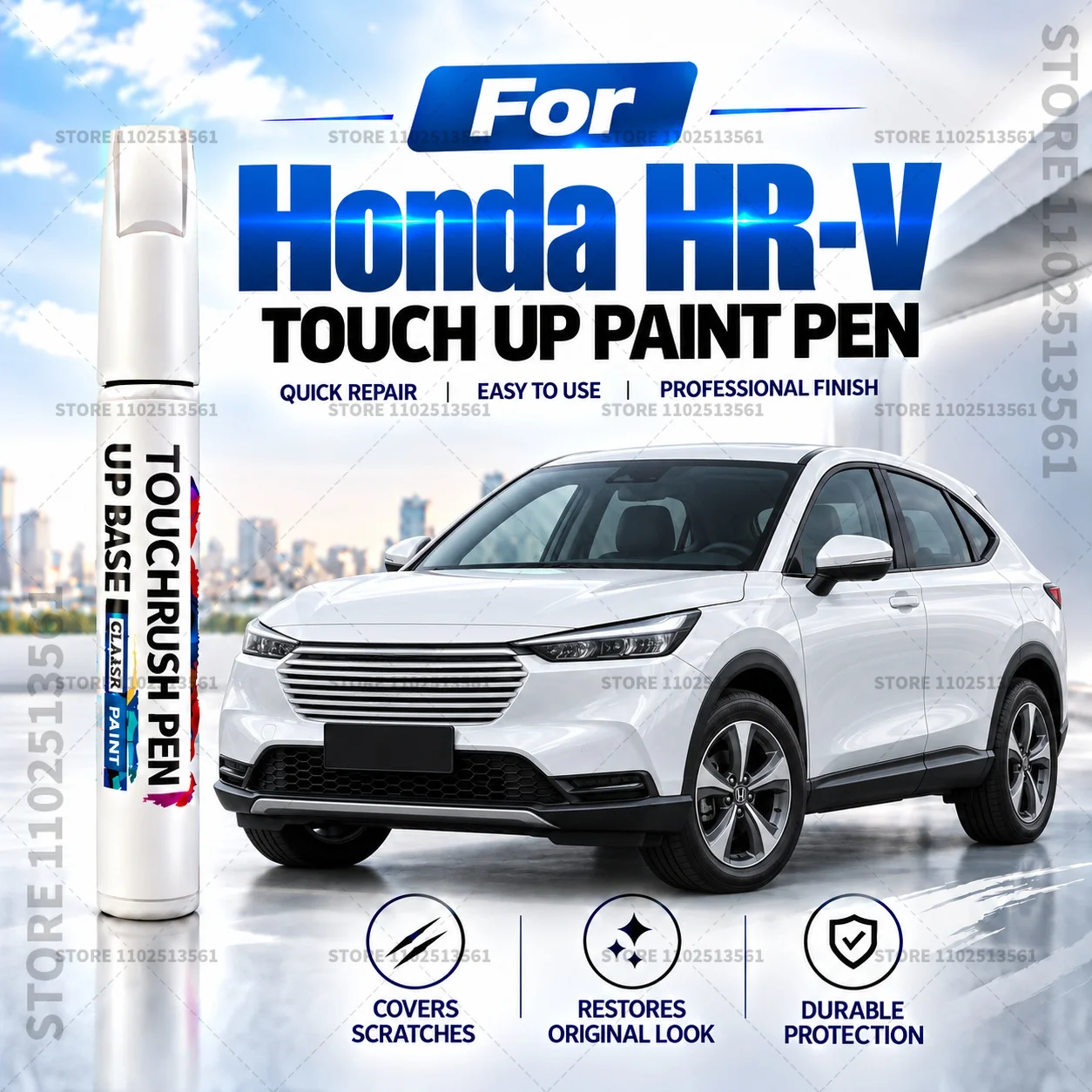 For Honda HR-V White Black Red Car Scratch Remover Paint Pen Touch Up Marker for Auto Body Repair Door Bumper Fender Accessories