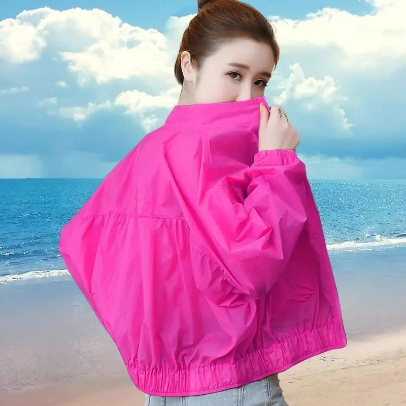 

Женская солнцезащитная одежда 2026: Летняя тонкая короткая куртка в корейском стиле, однотонная, универсальная, с защитой от УФ-излучения, женские топы, верхняя одежда